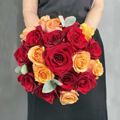 Bouquet de roses bicolores