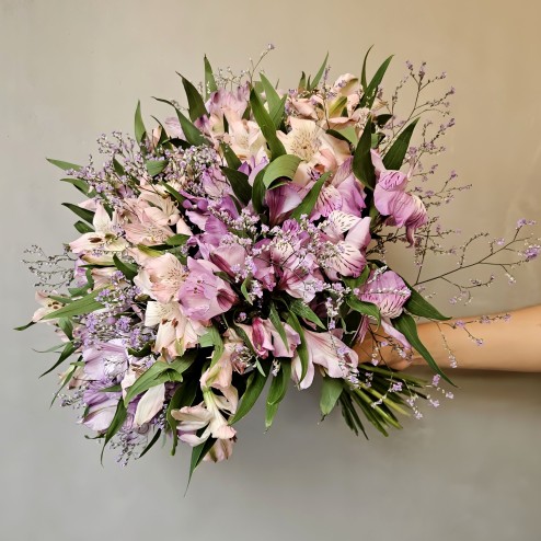 Le Sorbet Violette Bouquet – Pink and mauve astromeria, limonium, heat-tolerant summer flowers