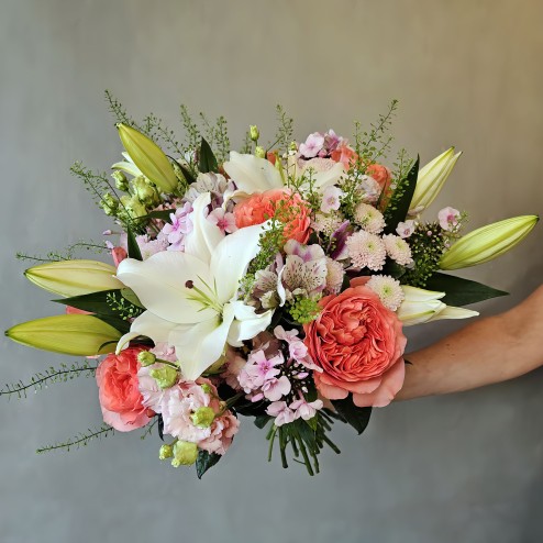 Round Funeral Bouquet  ―  Soft Pastels
