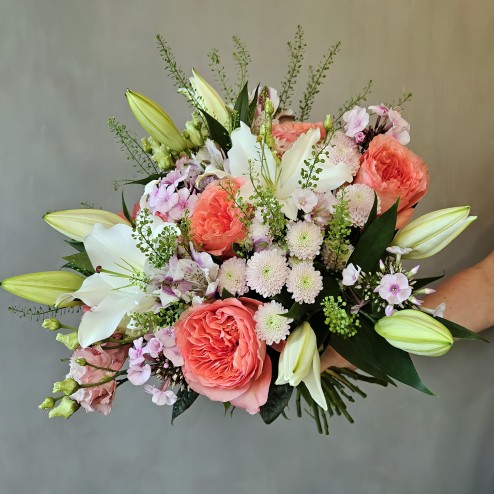 Round Funeral Bouquet  ―  Soft Pastels